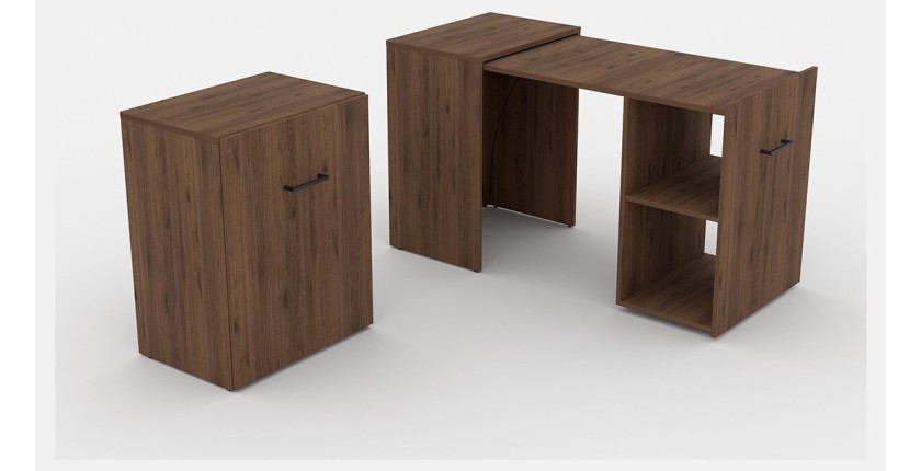 Bureau pliable spécial petite espace collection FLIP coloris chêne foncé.