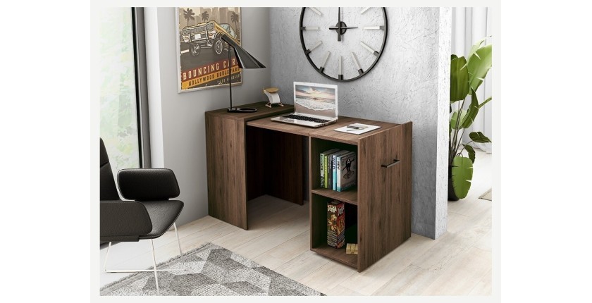 Bureau pliable spécial petite espace collection FLIP coloris chêne foncé.