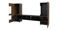 Ensemble de 3 meubles de salon collection KOBEE. Couleur chêne foncé et noir.