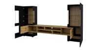 Ensemble de 3 meubles de salon collection KOBEE. Couleur noir et chêne.