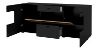 Buffet 165cm collection KOBEE 3 portes et 2 tiroirs. Couleur noir et chêne.
