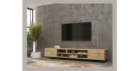 Meuble TV 210cm couleur chêne collection KOBEE. Meuble à poser ou à suspendre.