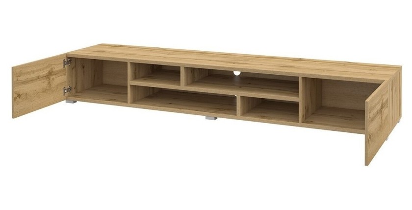 Meuble TV 210cm couleur chêne collection KOBEE. Meuble à poser ou à suspendre.