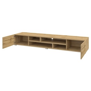 Meuble TV 210cm couleur chêne collection KOBEE. Meuble à poser ou à suspendre.