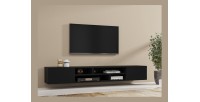 Meuble TV 210cm couleur noir collection KOBEE. Meuble à poser ou à suspendre.
