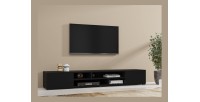 Meuble TV 210cm couleur noir collection KOBEE. Meuble à poser ou à suspendre.