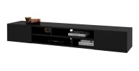 Meuble TV 210cm couleur noir collection KOBEE. Meuble à poser ou à suspendre.