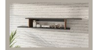 Étagère murale 165cm coloris chêne foncé et noir mat collection ONYXIA