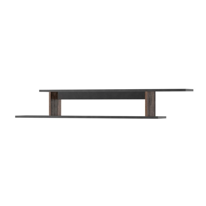 Étagère murale 165cm coloris chêne foncé et noir mat collection ONYXIA