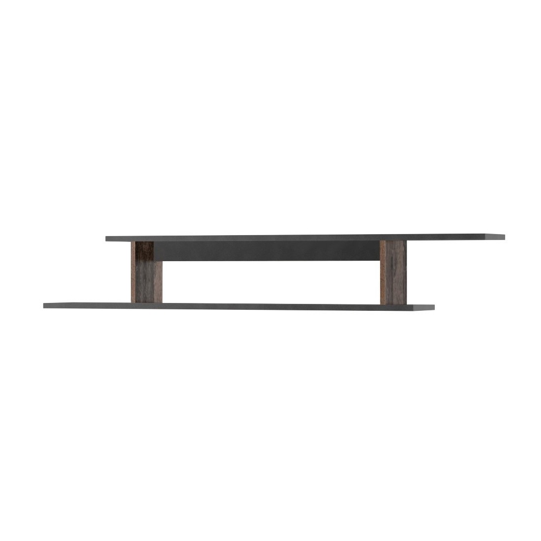Étagère murale 165cm coloris chêne foncé et noir mat collection ONYXIA