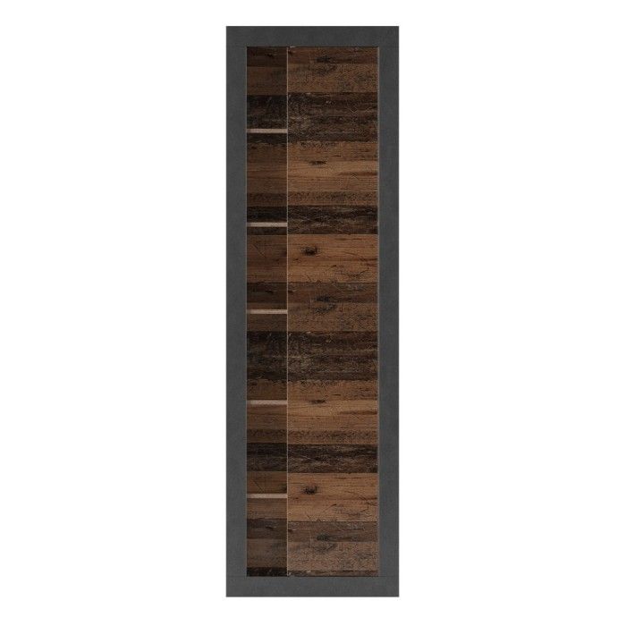 Bibliothèque Design Avec Une Porte Et Niches Apparentes Coloris Chêne Et Noir Mat Collection Onyxia