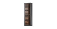 Bibliothèque Design Avec Une Porte Et Niches Apparentes Coloris Chêne Et Noir Mat Collection Onyxia