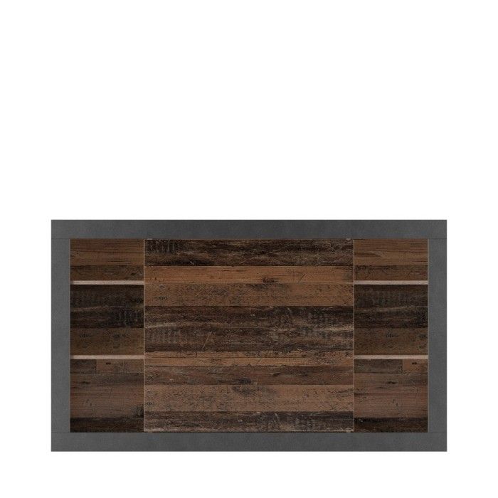 Buffet chêne foncé et noir mat avec nombreux rangements collection ONYXIA.