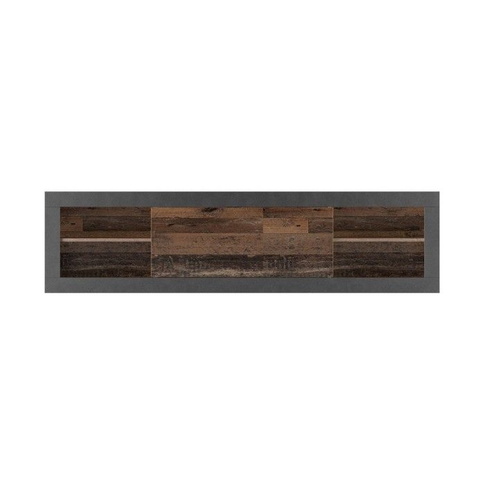 Meuble TV 180cm couleur chêne foncé et noir mat collection ONYXIA.