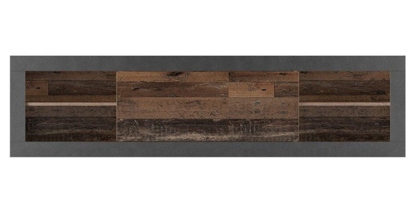 Meuble TV 180cm couleur chêne foncé et noir mat collection ONYXIA.