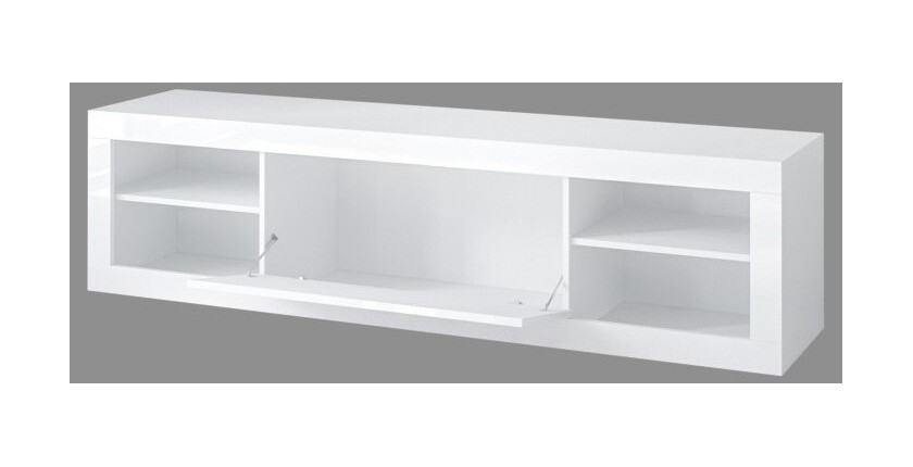 Meuble TV 180cm couleur chêne foncé et noir mat collection ONYXIA.