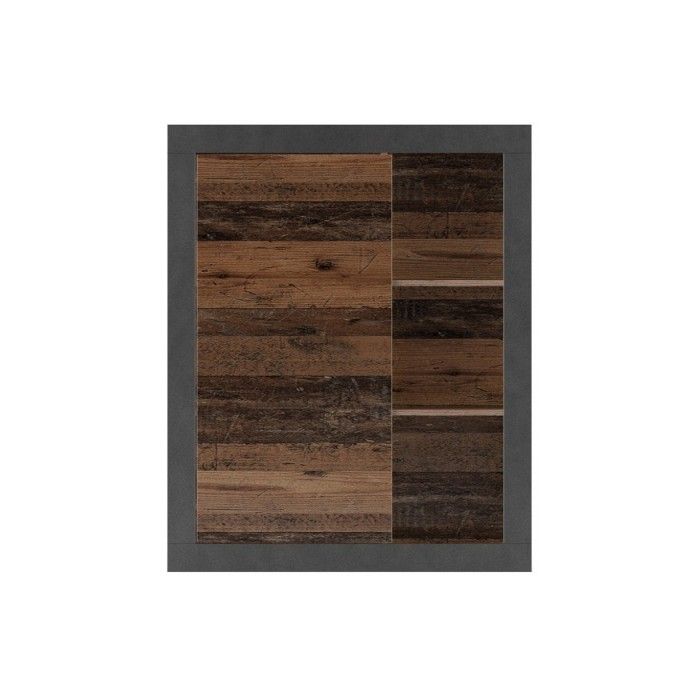 Bibliothèque design petit modèle avec une porte et niches apparentes coloris chêne foncé et noir mat collection ONYXIA.
