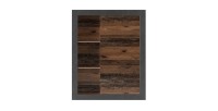 Bibliothèque design petit modèle avec une porte et niches apparentes coloris chêne foncé et noir mat collection ONYXIA.