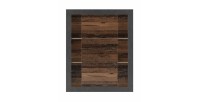 Bibliothèque design avec de nombreux rangements coloris chêne foncé et noir mat collection ONYXIA.