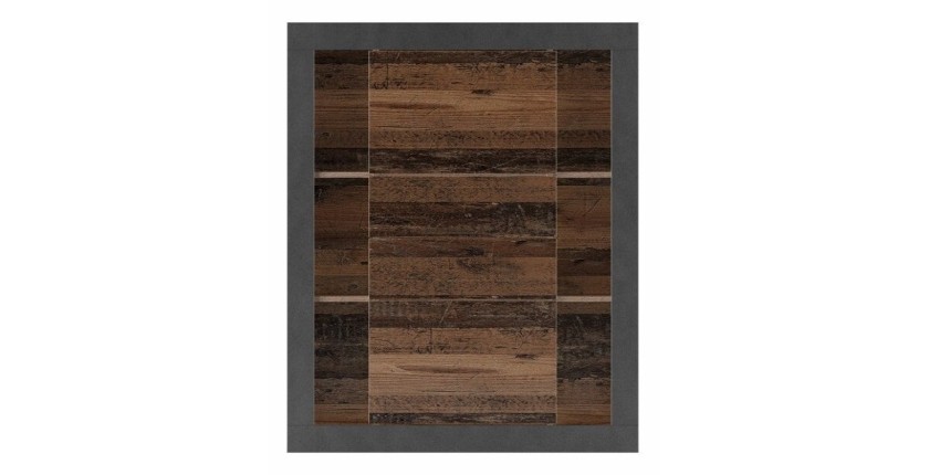 Bibliothèque design avec de nombreux rangements coloris chêne foncé et noir mat collection ONYXIA.