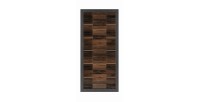 Bibliothèque design avec une grande porte centrale et nombreuses niches coloris chêne foncé et noir mat collection ONYXIA.