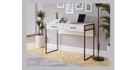 Bureau console avec 2 tiroirs collection JAINA coloris blanc et noir