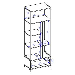 Bibliothèque design avec de nombreux rangements coloris blanc et noir collection JAINA.