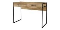 Bureau console avec 2 tiroirs collection JAINA coloris chêne et noir