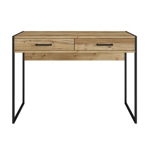 Bureau console avec 2 tiroirs collection JAINA coloris chêne et noir