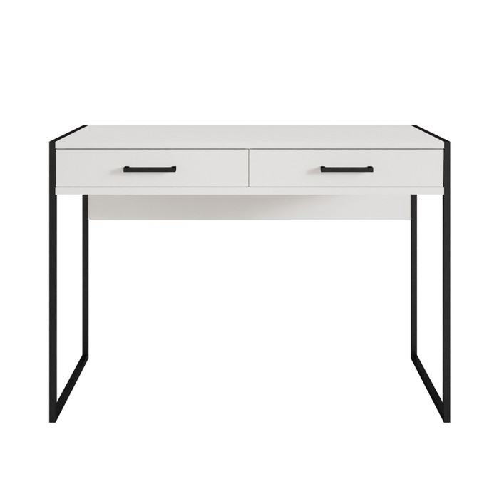 Ensemble bureau console et bibliothèque collection JAINA coloris blanc et noir