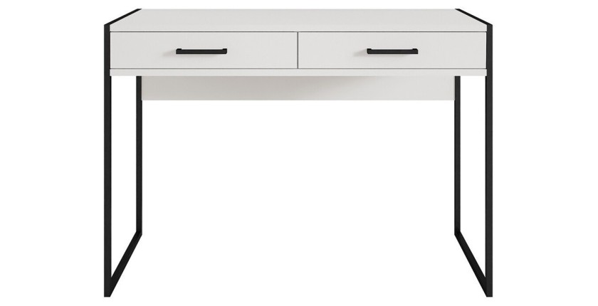Ensemble bureau console et bibliothèque collection JAINA coloris blanc et noir