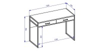 Ensemble bureau console et bibliothèque collection JAINA coloris blanc et noir