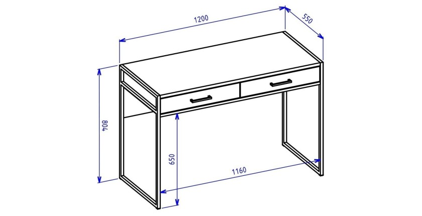 Ensemble bureau console et bibliothèque collection JAINA coloris blanc et noir