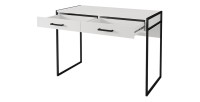 Ensemble bureau console et bibliothèque collection JAINA coloris blanc et noir