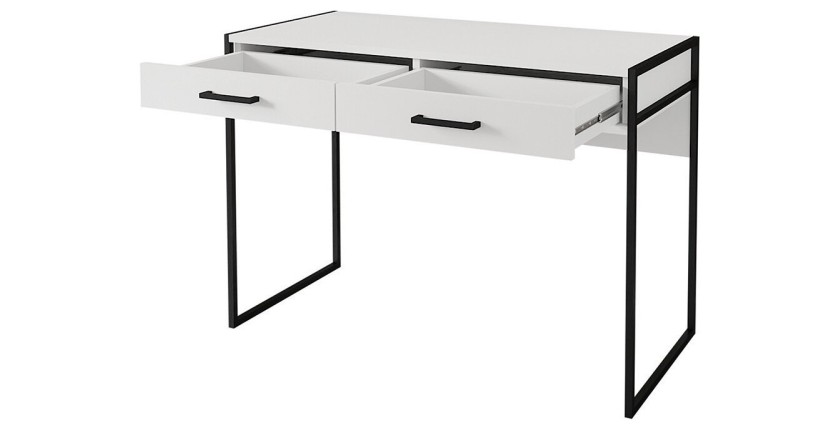 Ensemble bureau console et bibliothèque collection JAINA coloris blanc et noir