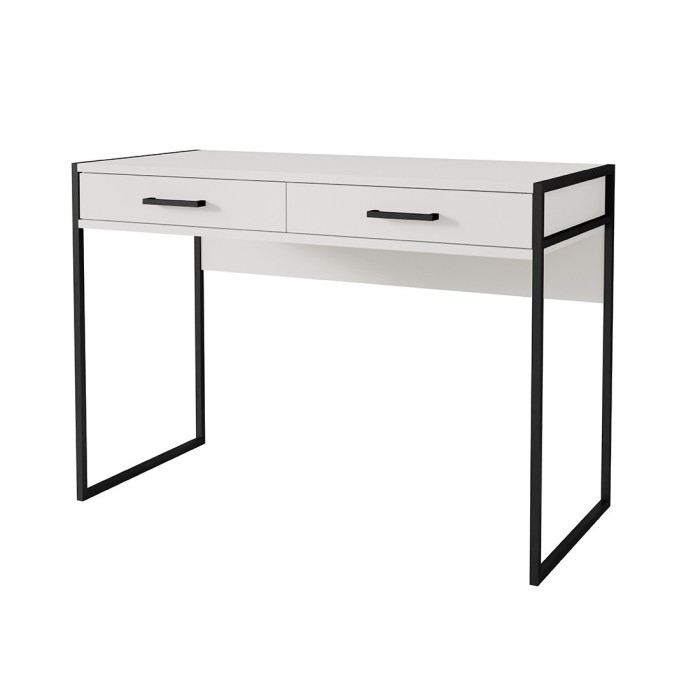 Ensemble bureau console et bibliothèque collection JAINA coloris blanc et noir