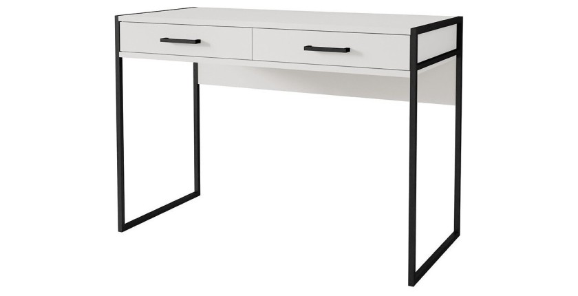 Ensemble bureau console et bibliothèque collection JAINA coloris blanc et noir