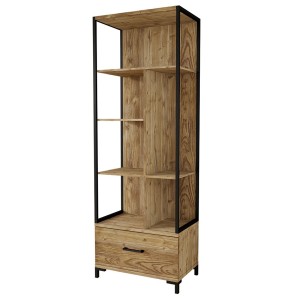 Ensemble bureau console et bibliothèque collection JAINA coloris chêne et noir