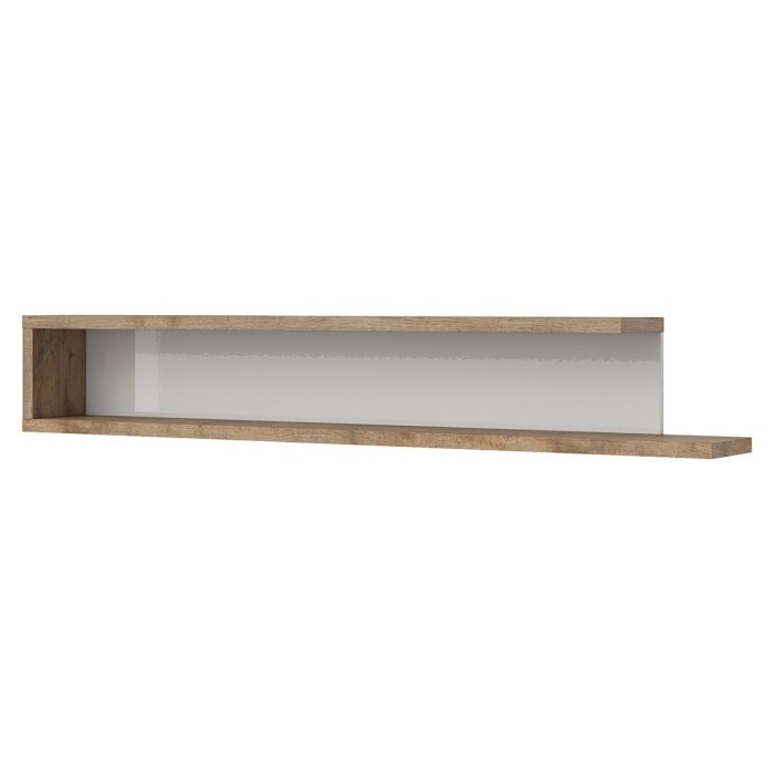 Étagère murale 180cm coloris chêne et blanc brillant collection SINATRA