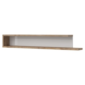 Étagère murale 180cm coloris chêne et blanc brillant collection SINATRA