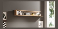 Étagère murale 180cm coloris chêne et blanc brillant collection SINATRA