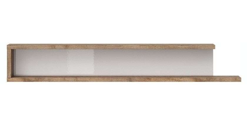 Étagère murale 180cm coloris chêne et blanc brillant collection SINATRA