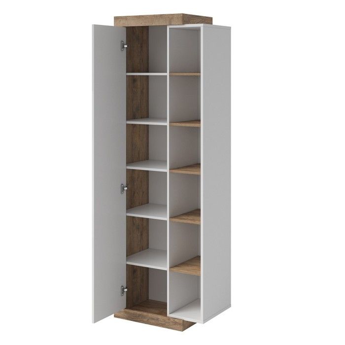 Vitrine design coloris chêne et blanc brillant collection SINATRA.