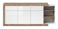 Buffet 200cm coloris chêne et blanc brillant avec nombreux rangements collection SINATRA.