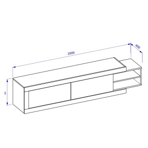 Meuble TV extensible de 200 à 240 cm couleur chêne et blanc brillant collection SINATRA.