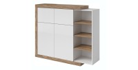 Vitrine petit modèle design coloris chêne et blanc brillant collection SINATRA.