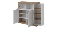 Vitrine petit modèle design coloris chêne et blanc brillant collection SINATRA.
