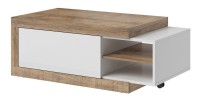 Table basse design extensible collection SINATRA. Couleur chêne foncé et blanc mat.