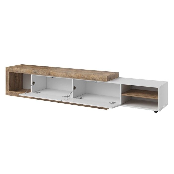 Ensemble de 5 meubles de salon collection SINATRA. Couleur chêne et blanc brillant.