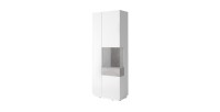 Vitrine, bibliothèque, vaisselier KILES coloris blanc et gris. Modèle vitrine droite. LED intégrée